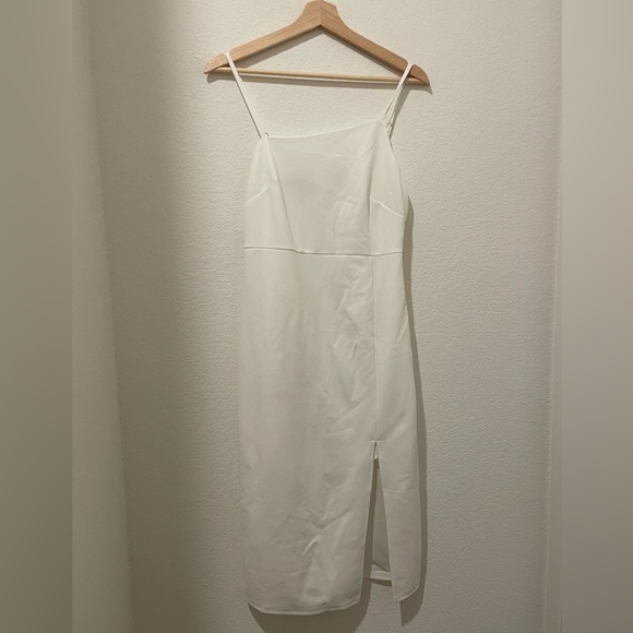 White midi dress with slit - Picture 3 of 4